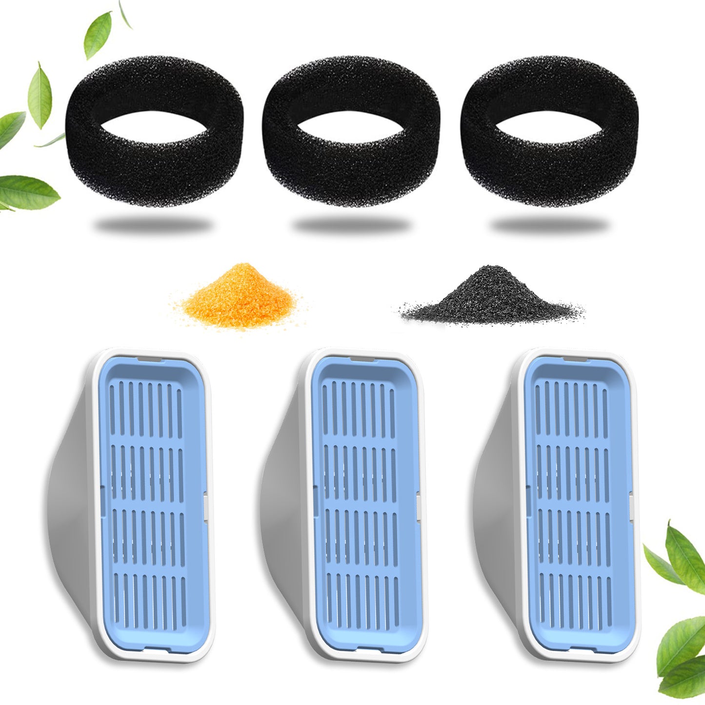 PEKTACO Cat Water Fountain Filters Replacement & Pre-Filter Sponges  3 Pack Filters & 3 Pre-Filter Sponges Foam Filters