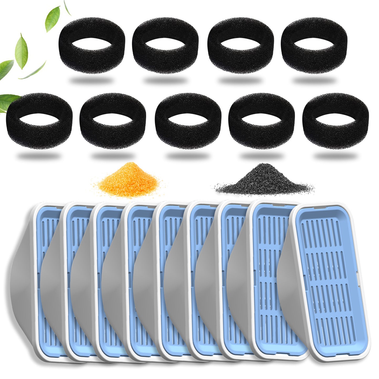 PEKTACO Cat Water Fountain Filters Replacement & Pre-Filter Sponges 9 Pack Filters & 9 Pre-Filter Sponges Foam Filters